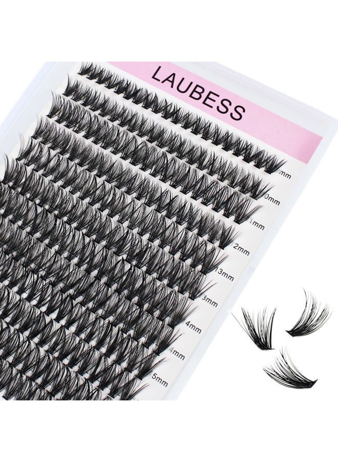 LAUBESS Cluster Lashes 240pcs 40D DIY Eyelash Extension D Curl Long Individual Lashes Mixed Tray Faux Mink Lash Clusters Extensions 0.07 0.10 Black (40D-0.07D-9-16mm) - Image 1